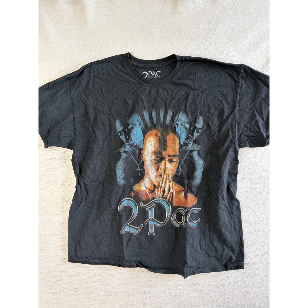 2Pac Graphic T-Shirt Mens Medium Black Short‎ Sleeve Crew Neck Rap Tee